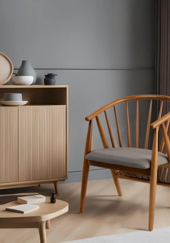 NORDVÄRK Doris spisebordsstol, m. armln - gr og egefarvet tr