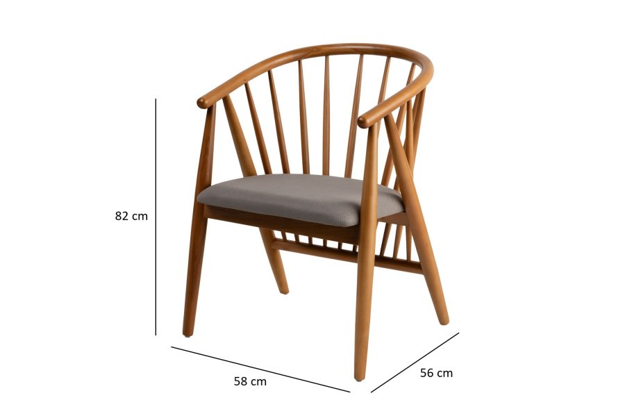 NORDVÄRK Doris spisebordsstol, m. armln - gr og egefarvet tr