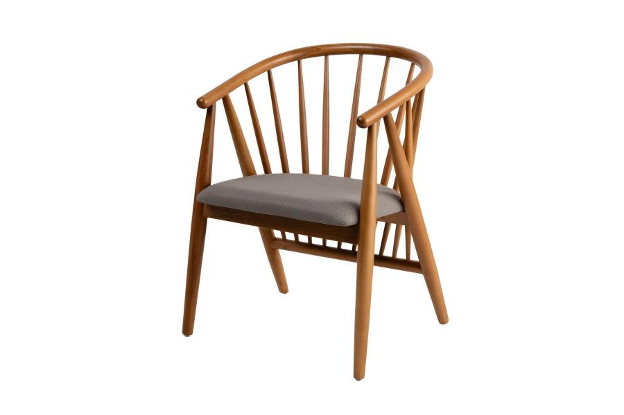 NORDVÄRK Doris spisebordsstol, m. armln - gr og egefarvet tr