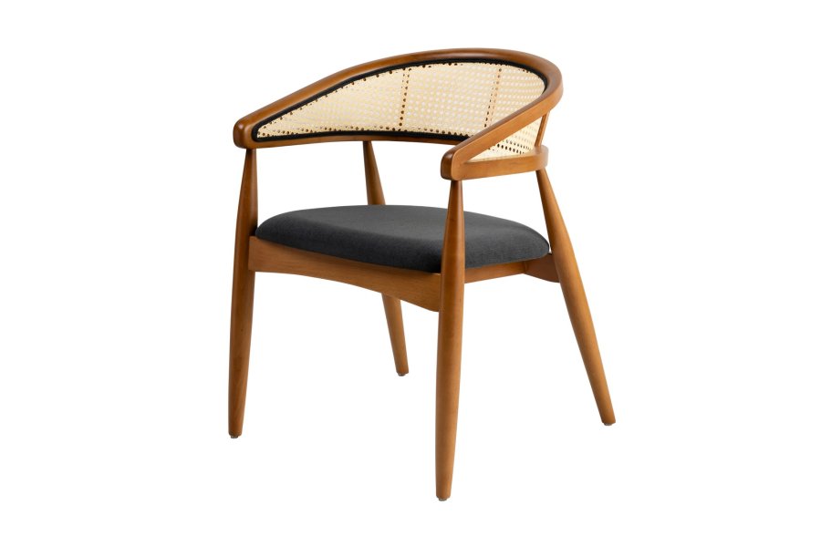 NORDVÄRK Lima spisebordsstol, m. armln - sort og egefarvet tr