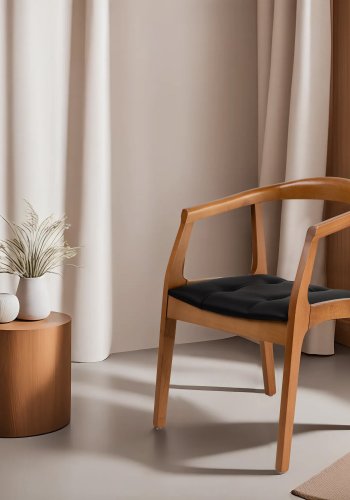 NORDVÄRK Mira spisebordsstol, m. armln - sort og egefarvet tr