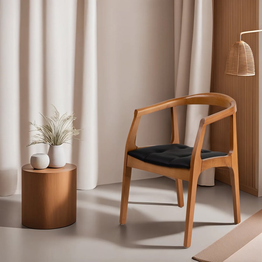 NORDVÄRK Mira spisebordsstol, m. armln - sort og egefarvet tr