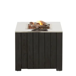 COSI FIRES Cosicube 70 ildbord, kvadratisk - rustfrit stl og sort tr (70x70)