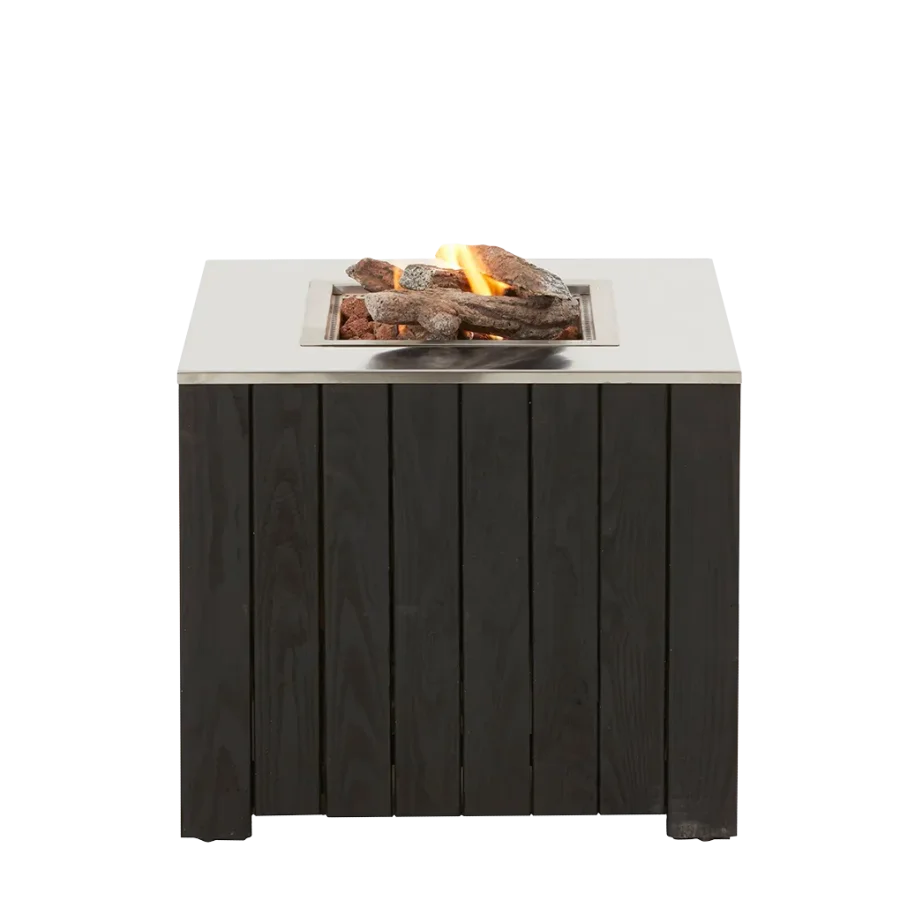 COSI FIRES Cosicube 70 ildbord, kvadratisk - rustfrit stl og sort tr (70x70)