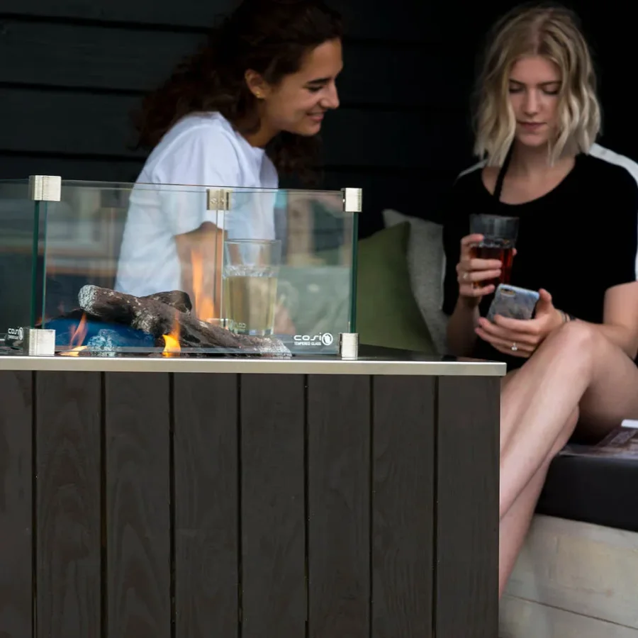 COSI FIRES Cosicube 70 ildbord, kvadratisk - rustfrit stl og sort tr (70x70)