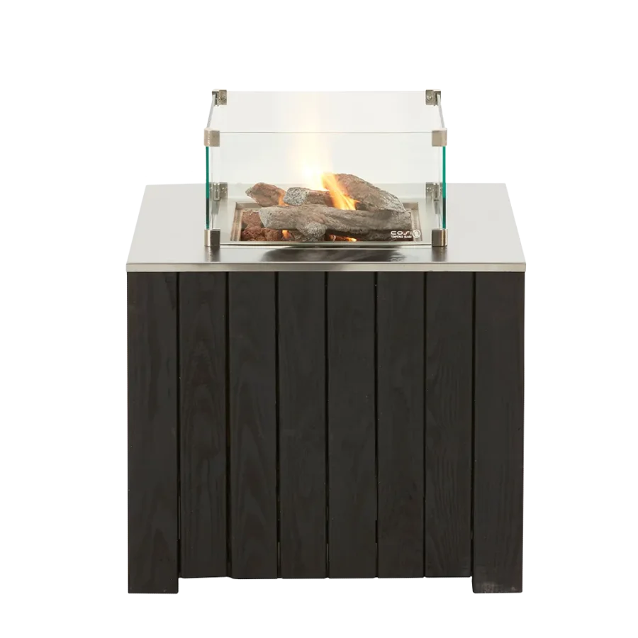 COSI FIRES Cosicube 70 ildbord, kvadratisk - rustfrit stl og sort tr (70x70)