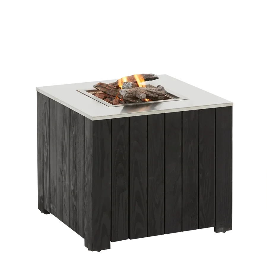 COSI FIRES Cosicube 70 ildbord, kvadratisk - rustfrit stl og sort tr (70x70)
