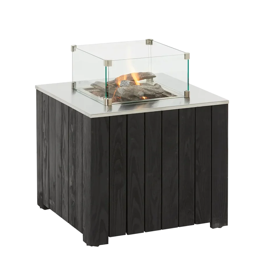 COSI FIRES Cosicube 70 ildbord, kvadratisk - rustfrit stl og sort tr (70x70)