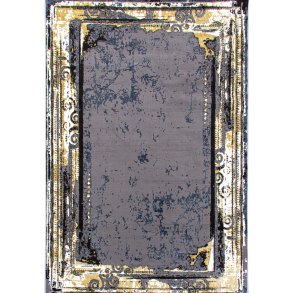 TEPPI HE628 gulvtppe, rektangulr - gr og guld polyester (200x290)