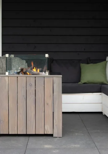 COSI FIRES Cosicube 70 ildbord, kvadratisk - rustfrit stl og gr tr (70x70)