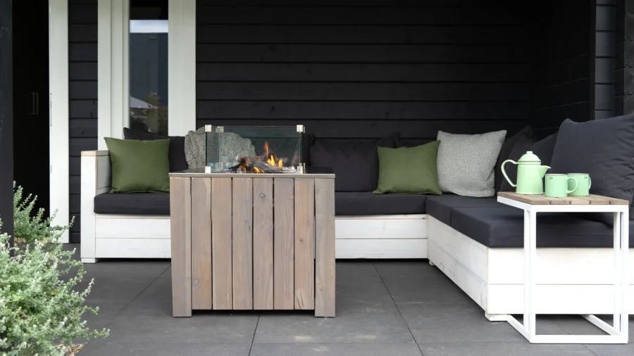 COSI FIRES Cosicube 70 ildbord, kvadratisk - rustfrit stl og gr tr (70x70)