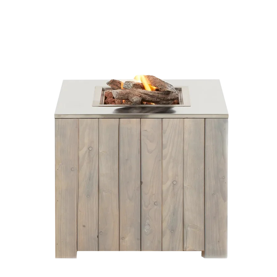 COSI FIRES Cosicube 70 ildbord, kvadratisk - rustfrit stl og gr tr (70x70)