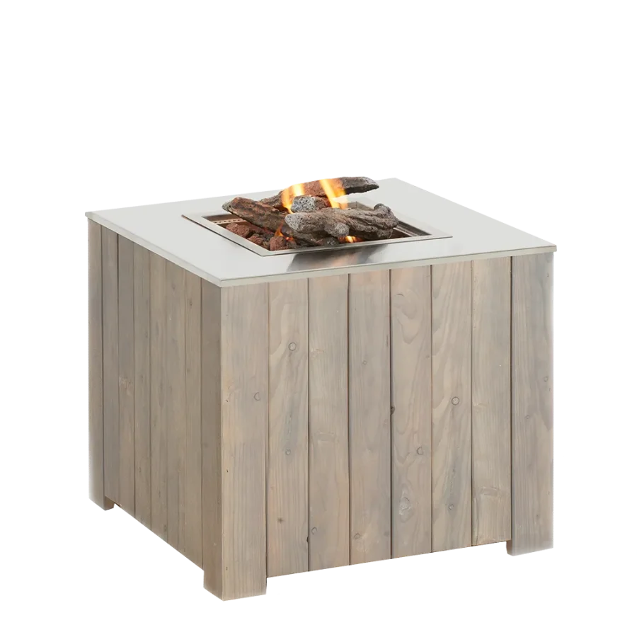 COSI FIRES Cosicube 70 ildbord, kvadratisk - rustfrit stl og gr tr (70x70)