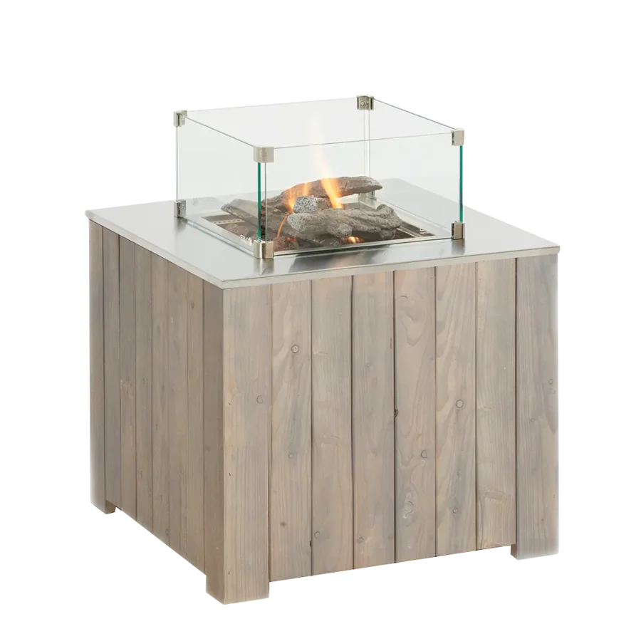 COSI FIRES Cosicube 70 ildbord, kvadratisk - rustfrit stl og gr tr (70x70)