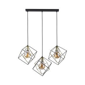 TK Alambre loftslampe, m. 3 skrme - guld og sort stl