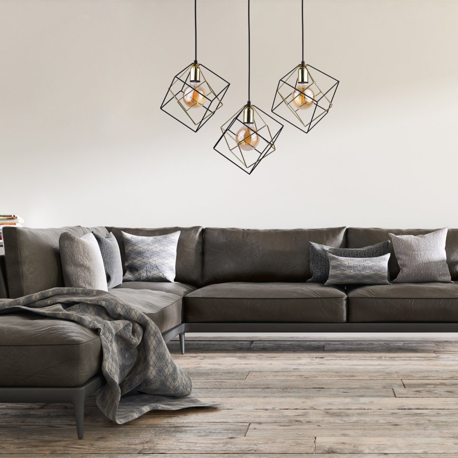 TK Alambre loftslampe, m. 3 skrme - guld og sort stl