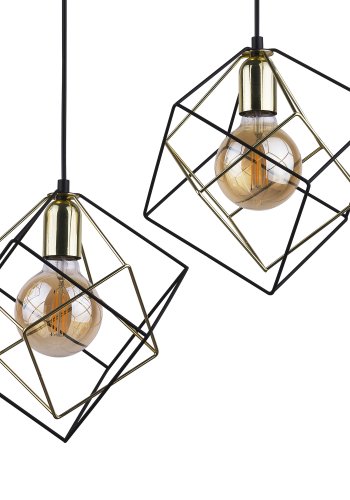 TK Alambre loftslampe, m. 3 skrme - guld og sort stl