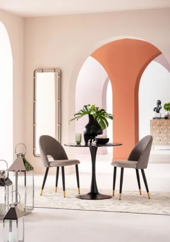 KARE DESIGN Schickeria spisebord, rund - sort marmorlook laminat og sort stl (80)