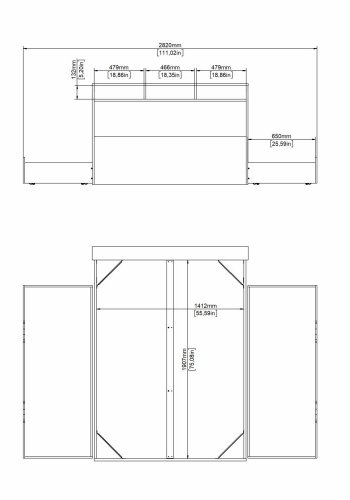 TVILUM Ikast Seng med 2 skuffer 140x190, Jackson Hickory/Hvid, 149,8 x 206 x 96,8 cm