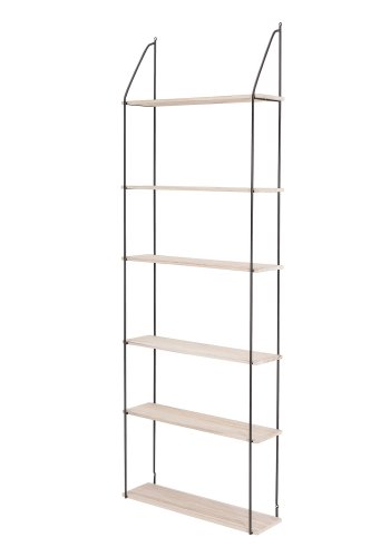 BLOOMINGVILLE Lea reol - natur/sort paulowniatr/metal, m. 6 hylder