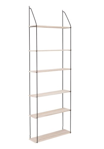 BLOOMINGVILLE Lea reol - natur/sort paulowniatr/metal, m. 6 hylder