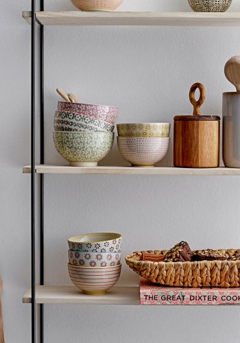 BLOOMINGVILLE Lea reol - natur/sort paulowniatr/metal, m. 6 hylder