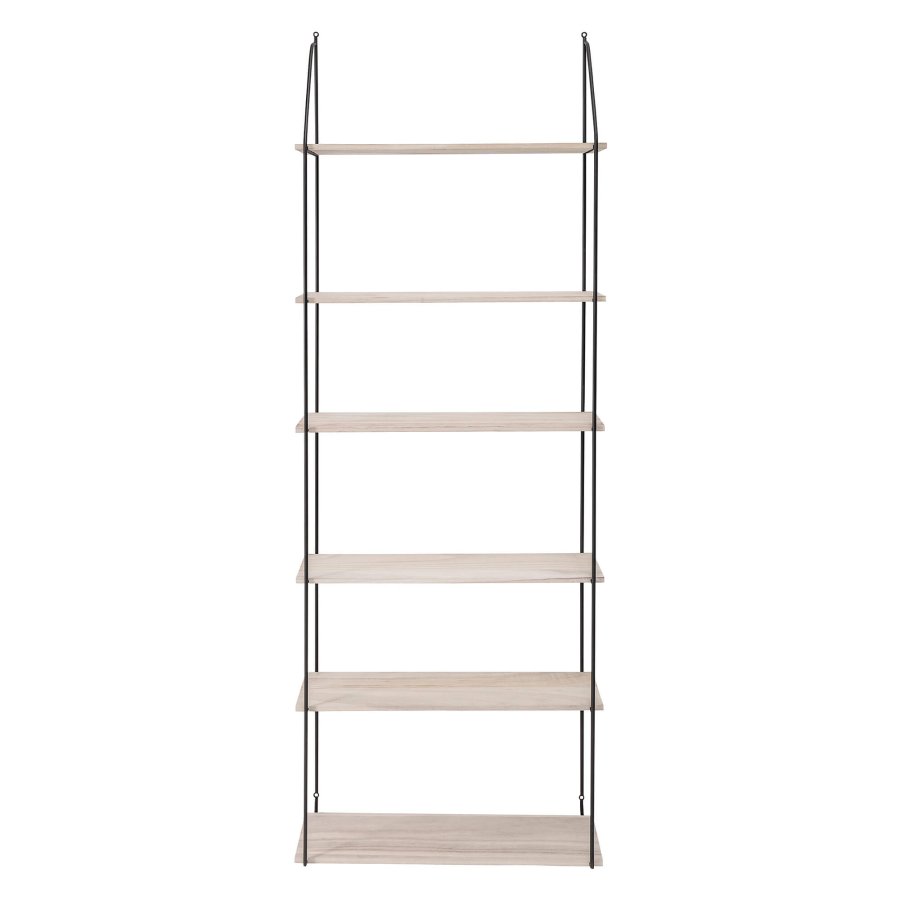 BLOOMINGVILLE Lea reol - natur/sort paulowniatr/metal, m. 6 hylder