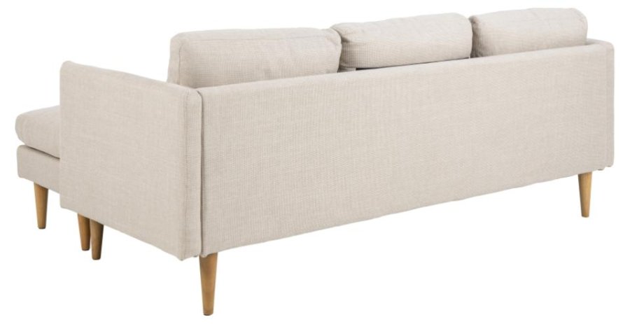 ACT NORDIC Milly 2 pers. sofa med chaiselong, vendbar - beige stof og natur gummitr