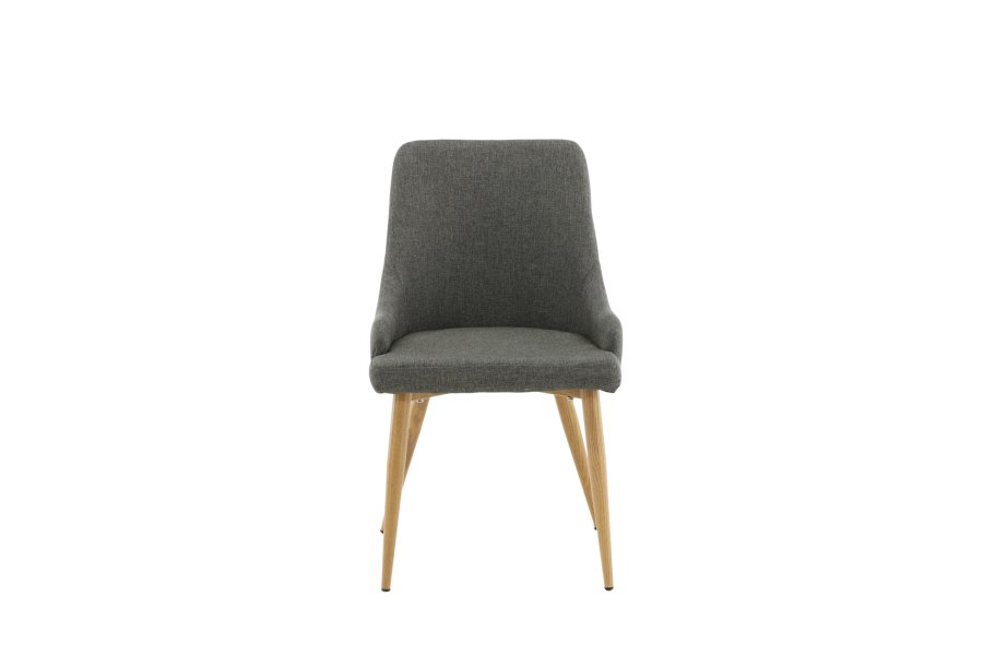 VENTURE DESIGN Plaza spisebordsstol, m. armln - mrkegr polyester og egelook stl