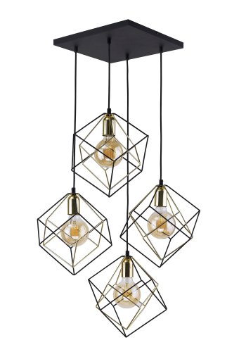 TK Alambre loftslampe, m. 4 skrme - guld og sort stl