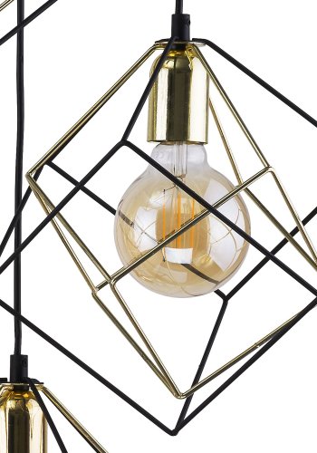 TK Alambre loftslampe, m. 4 skrme - guld og sort stl