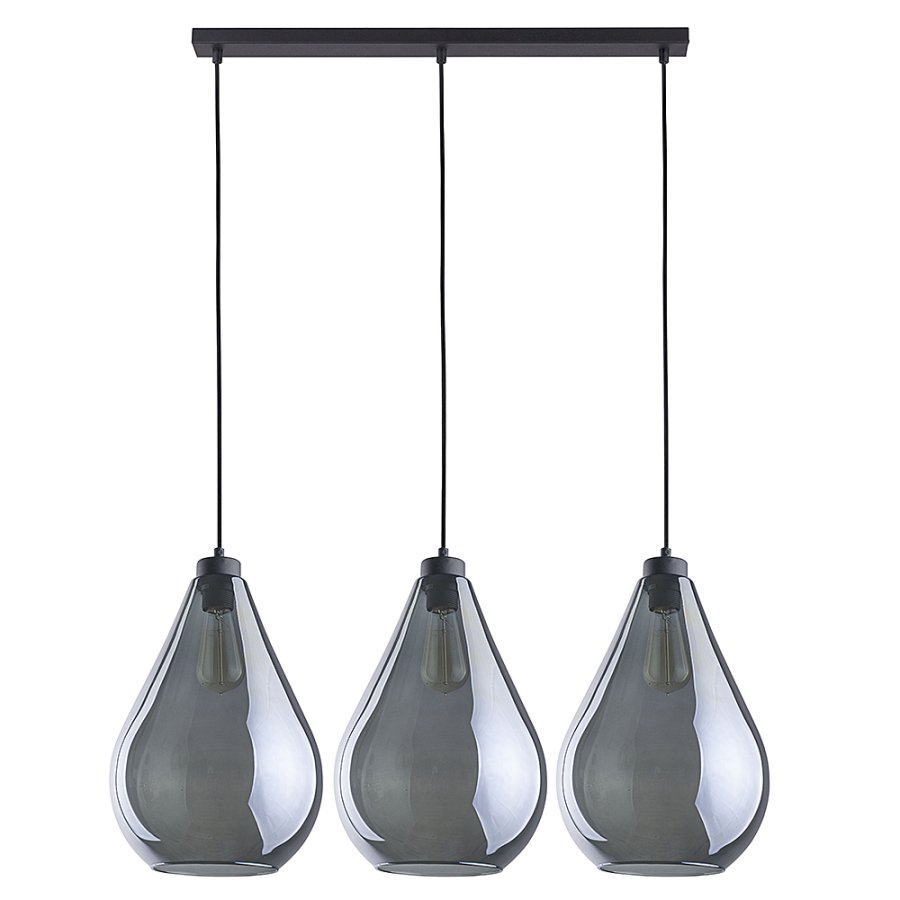  TK Fuente loftlampe, m. 3 skrme - grafit glas og sort metal