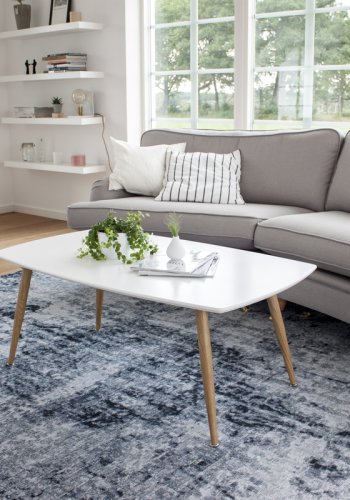 VENTURE DESIGN Plaza sofabord, rektangulr - hvid MDF og natur stl (120x70)