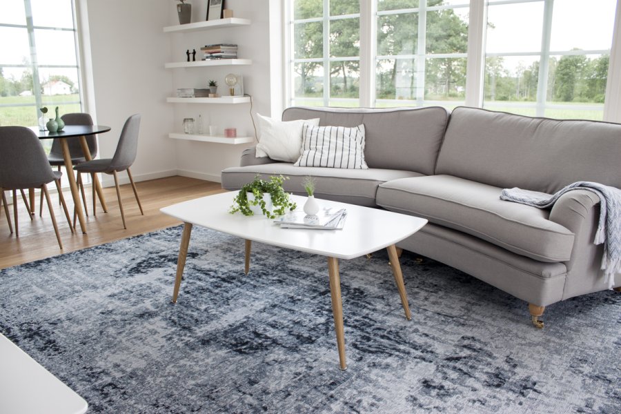 VENTURE DESIGN Plaza sofabord, rektangulr - hvid MDF og natur stl (120x70)