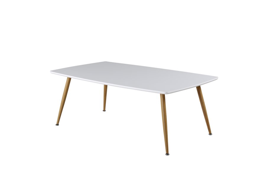 VENTURE DESIGN Plaza sofabord, rektangulr - hvid MDF og natur stl (120x70)
