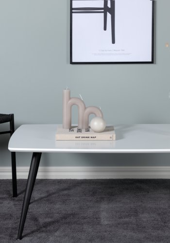 VENTURE DESIGN Plaza sofabord, rektangulr - hvid MDF og sort stl (120x70)