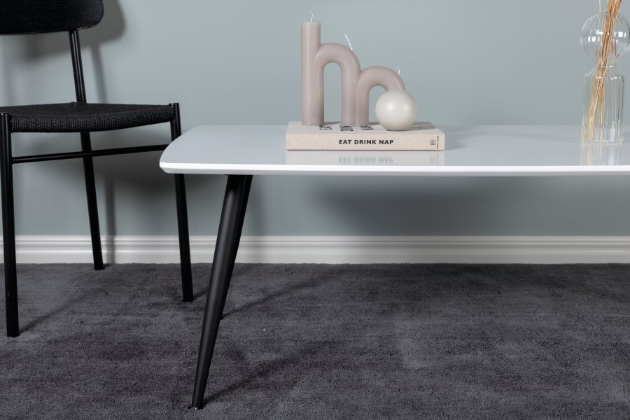 VENTURE DESIGN Plaza sofabord, rektangulr - hvid MDF og sort stl (120x70)