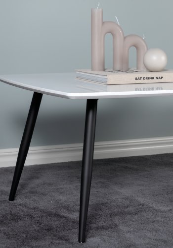 VENTURE DESIGN Plaza sofabord, rektangulr - hvid MDF og sort stl (120x70)