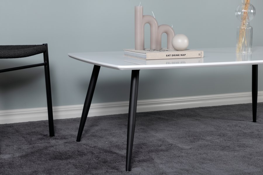 VENTURE DESIGN Plaza sofabord, rektangulr - hvid MDF og sort stl (120x70)