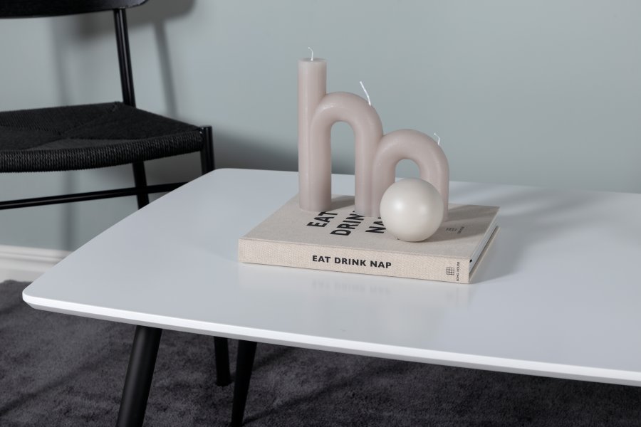 VENTURE DESIGN Plaza sofabord, rektangulr - hvid MDF og sort stl (120x70)