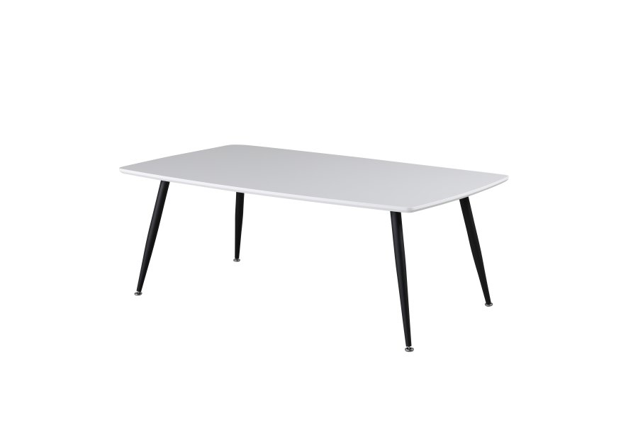 VENTURE DESIGN Plaza sofabord, rektangulr - hvid MDF og sort stl (120x70)