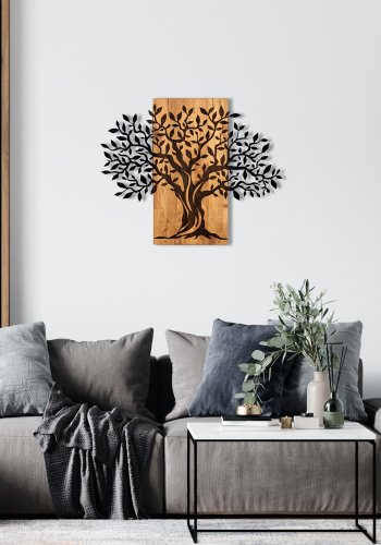 NORDVÄRK Sogut vgdekoration - sort metal og valnd tr (72x58)