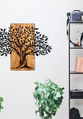 NORDVÄRK Sogut vgdekoration - sort metal og valnd tr (72x58)