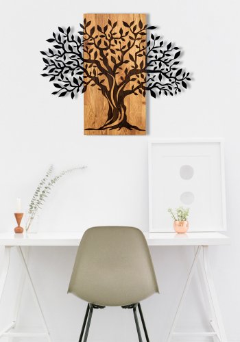 NORDVÄRK Sogut vgdekoration - sort metal og valnd tr (72x58)