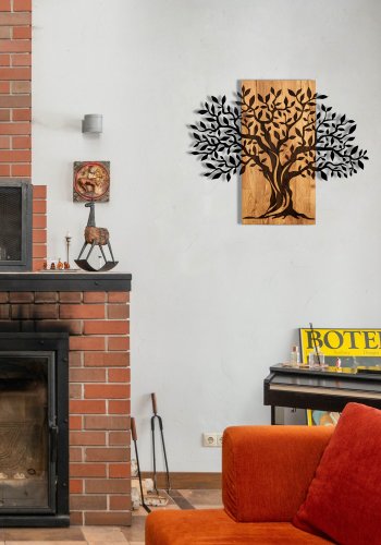 NORDVÄRK Sogut vgdekoration - sort metal og valnd tr (72x58)