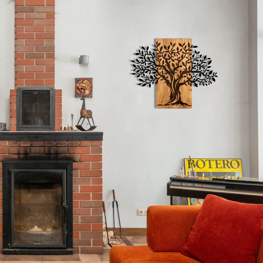 NORDVÄRK Sogut vgdekoration - sort metal og valnd tr (72x58)