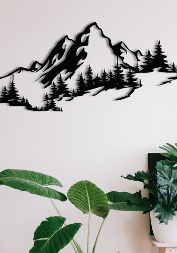 NORDVÄRK Mountain 3 vgdekoration, rektangulr - sort metal (67x30)