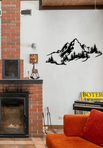 NORDVÄRK Mountain 3 vgdekoration, rektangulr - sort metal (67x30)