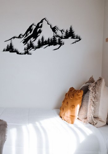 NORDVÄRK Mountain 3 vgdekoration, rektangulr - sort metal (67x30)