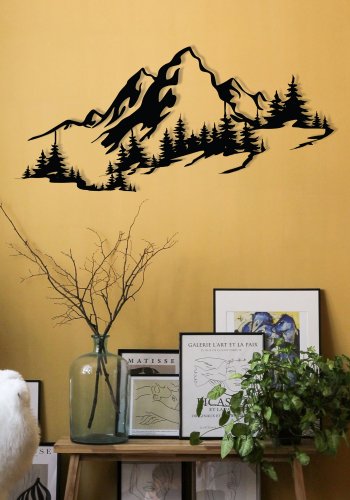 NORDVÄRK Mountain 3 vgdekoration, rektangulr - sort metal (67x30)